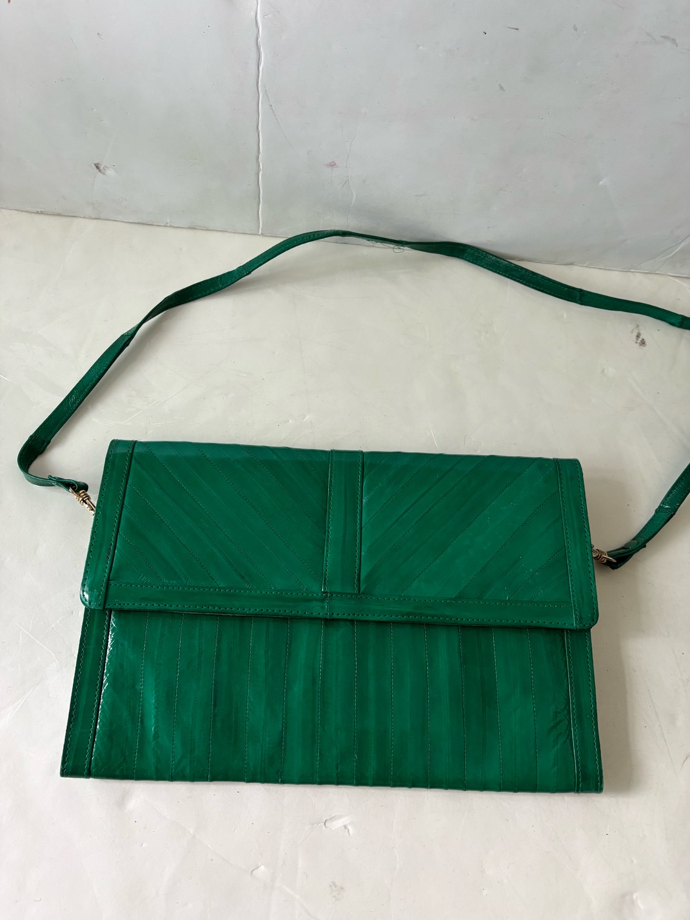 Green genuine eel crossbody Shoulder Bag - Women